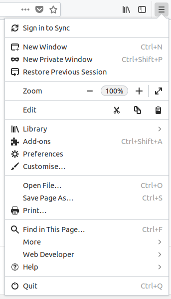 menu pulldown in firefox