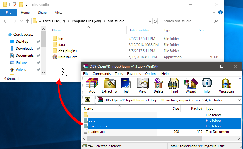 Плагин folder Plus. OBS scan. Plugins zip