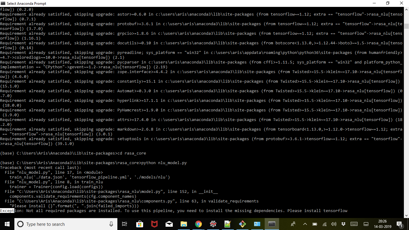 Issue with missing dependencies tensorflow while training · Issue #1782 ...