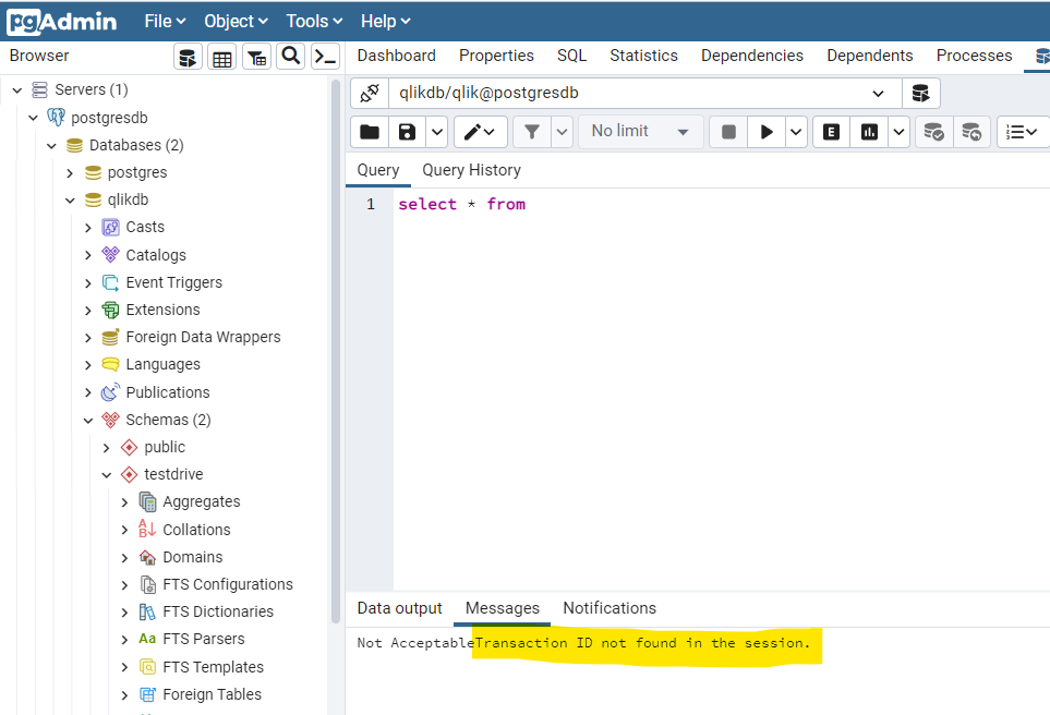 Transaction ID not found in session in Query Tool · Issue #5453 ...