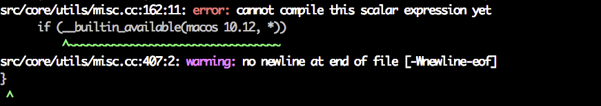 compile Error on macOS 10.12.6 due to "__builtin_available(macos 10.12 ...