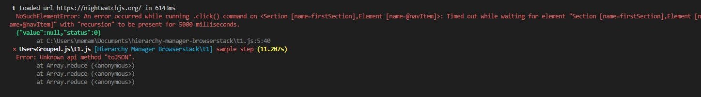 No xml in case of a test clicking on an unpresent nested element in ...