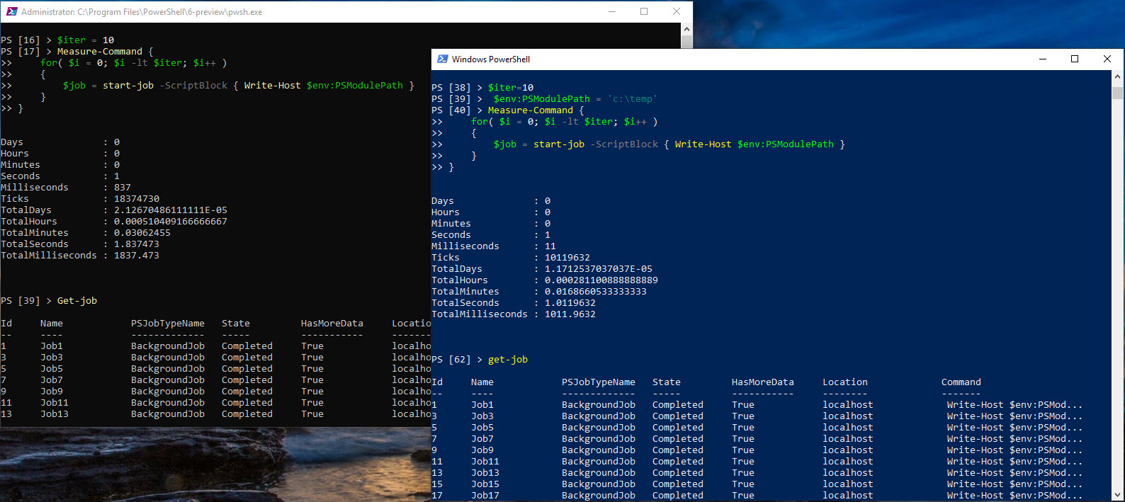 Start-Job is now 6-10x slower, and does not preserve $env:PSModulePath ...