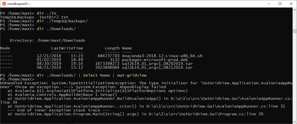 OutGridView not working as expected on PowerShell 7 · Issue 10599