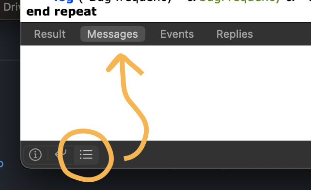 Messages tab in log view