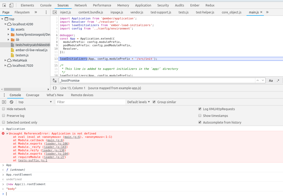 ember application root element