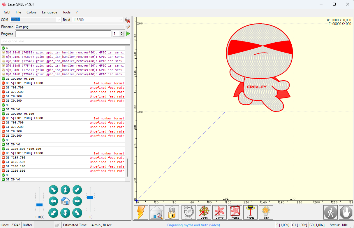 M3 bad number format framing laser mode should be the same as import