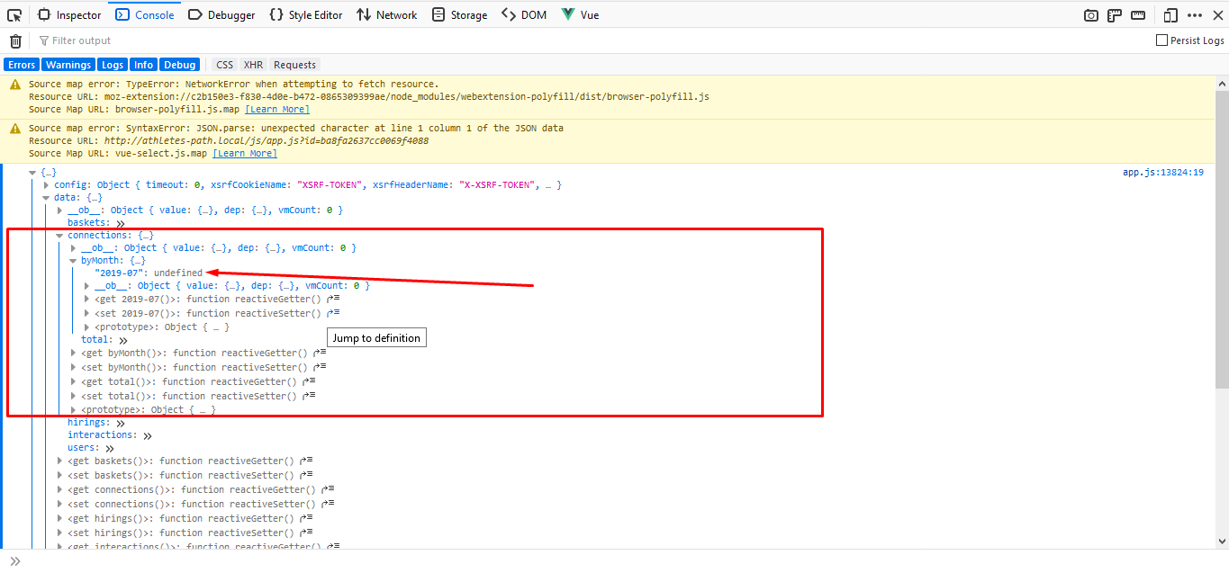 Some response data object values are undefind but in request response