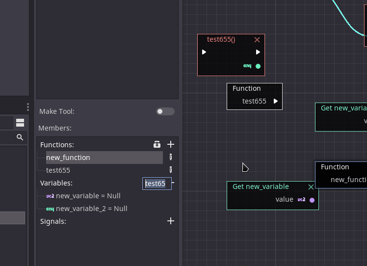 Clicking on the rename function in visual script gives an invalid input ...
