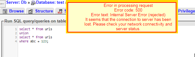 union query result in server error 500 · Issue #14888 · phpmyadmin ...