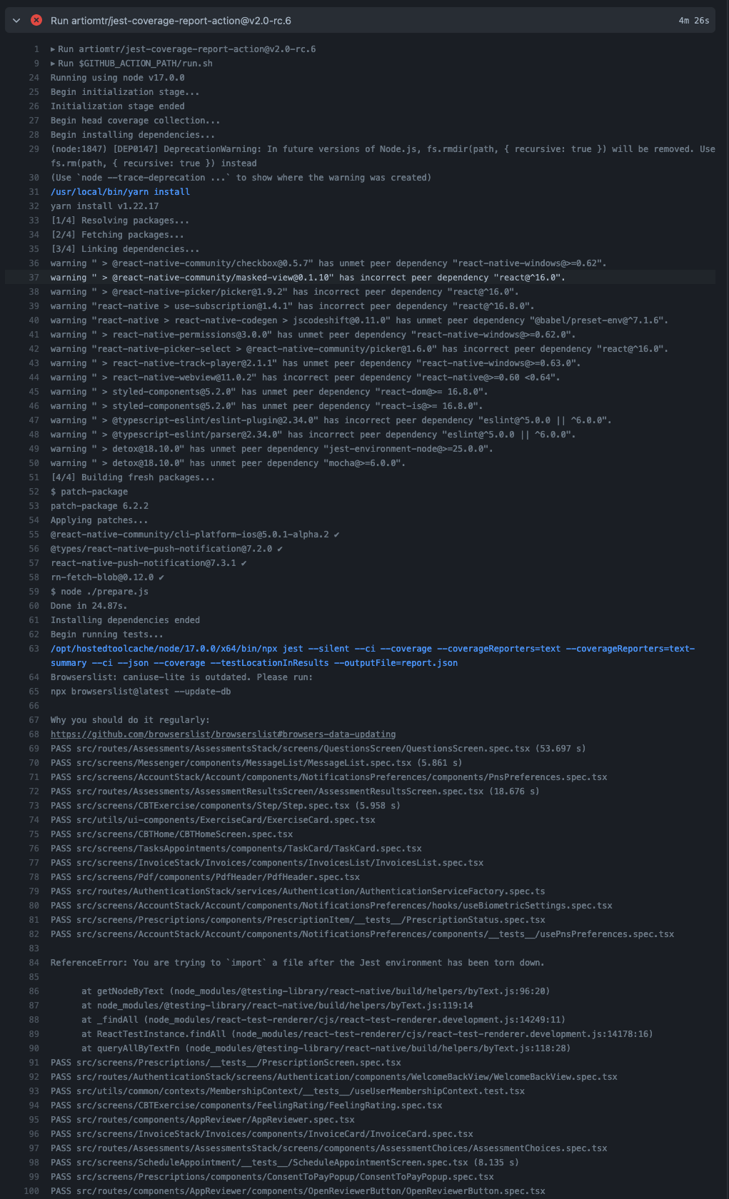 Generic error formed after running action · Issue #189 · ArtiomTr/jest ...