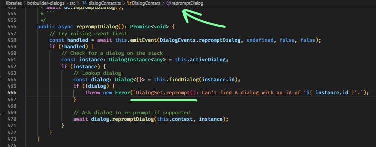 Misleading Error message in DialogContext#repromptDialog · Issue #2715 ...
