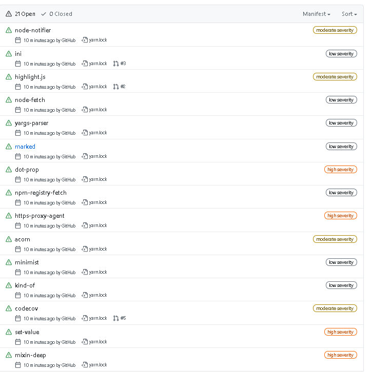 [🐛] 🔥 Github Dependabot flags multiple security issues in yarn.lock
