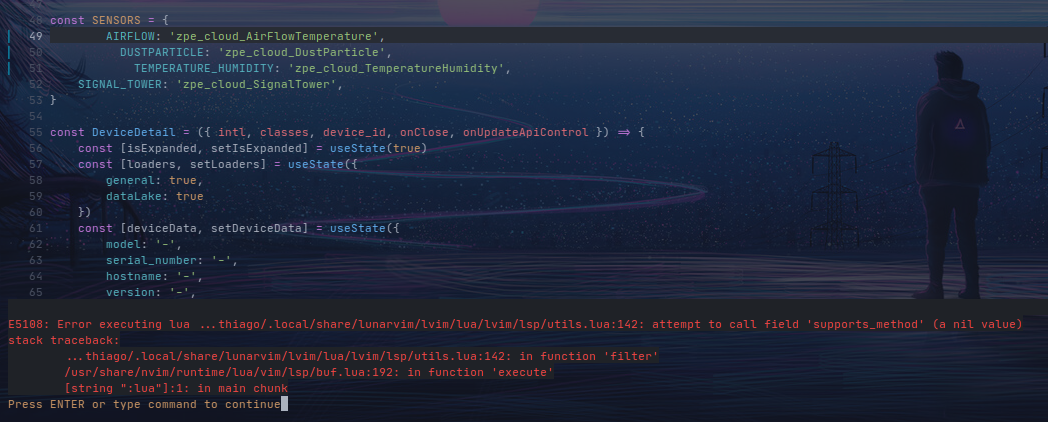 Error while trying to format a .jsx file · Issue #2991 · LunarVim ...