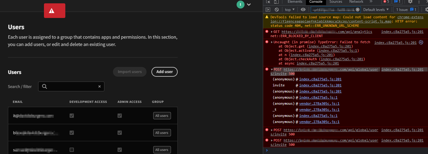 Inviting User Produces 500 Error - Invite Fails. · Issue #3677 ...