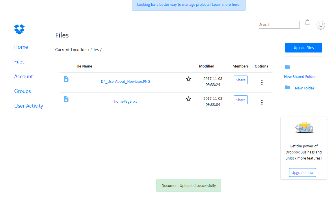 GitHub - ManvithaC/Dropbox-React-Spring: Implemented variations of ...