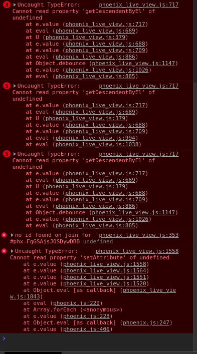 Throwing phxlv error in the console. · Issue #748 · phoenixframework ...