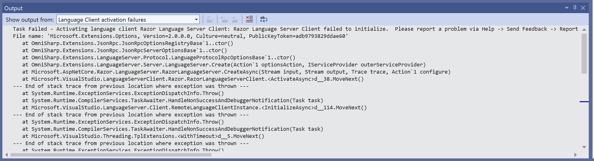 Latest Razor VSMain broken due to Options load failure · Issue #6310 ...