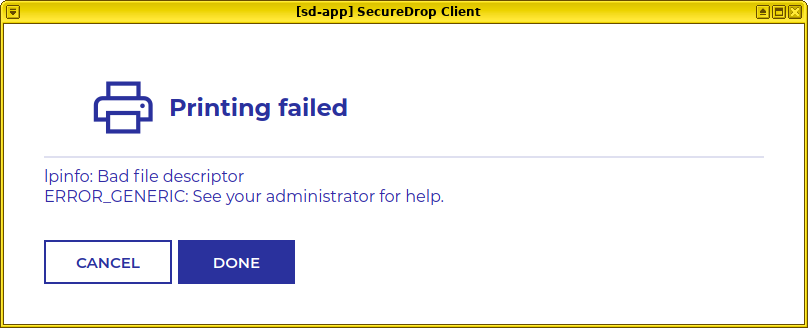 `lpinfo: Bad file descriptor` error when attempting to print from ...