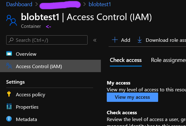 az storage container edit