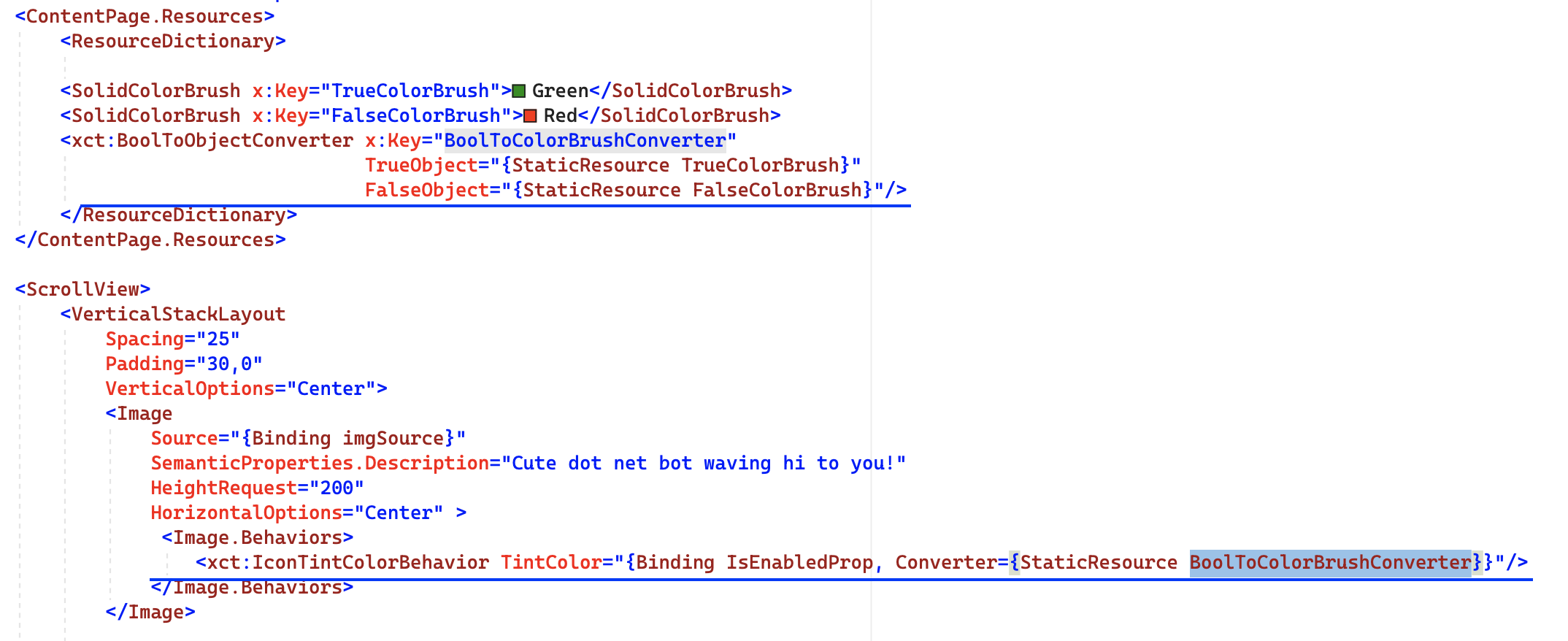 BoolToObjectConverter doesn't work with IconTintColorBehavior In ...