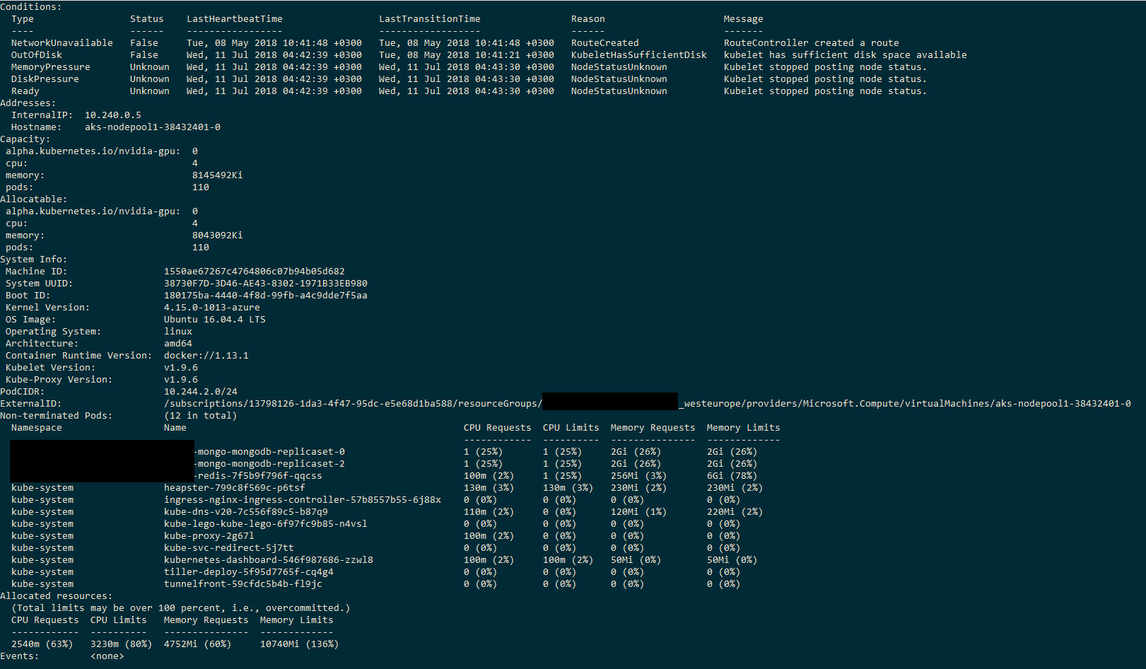 Cluster lost one of the nodes and does not recover · Issue 519 · Azure