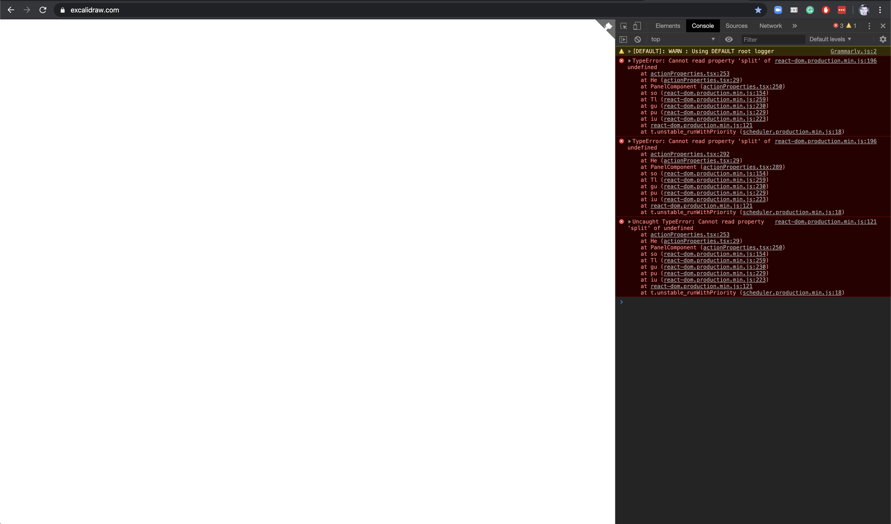 Blank page besides the Github logo · Issue #488 · excalidraw/excalidraw ...