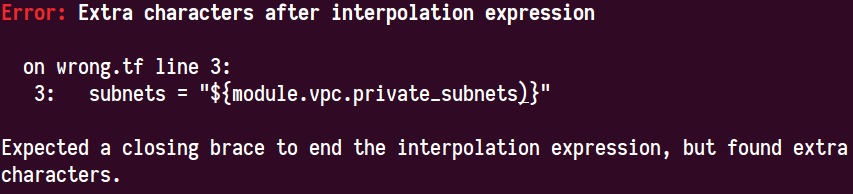 Error: Extra characters after interpolation expression