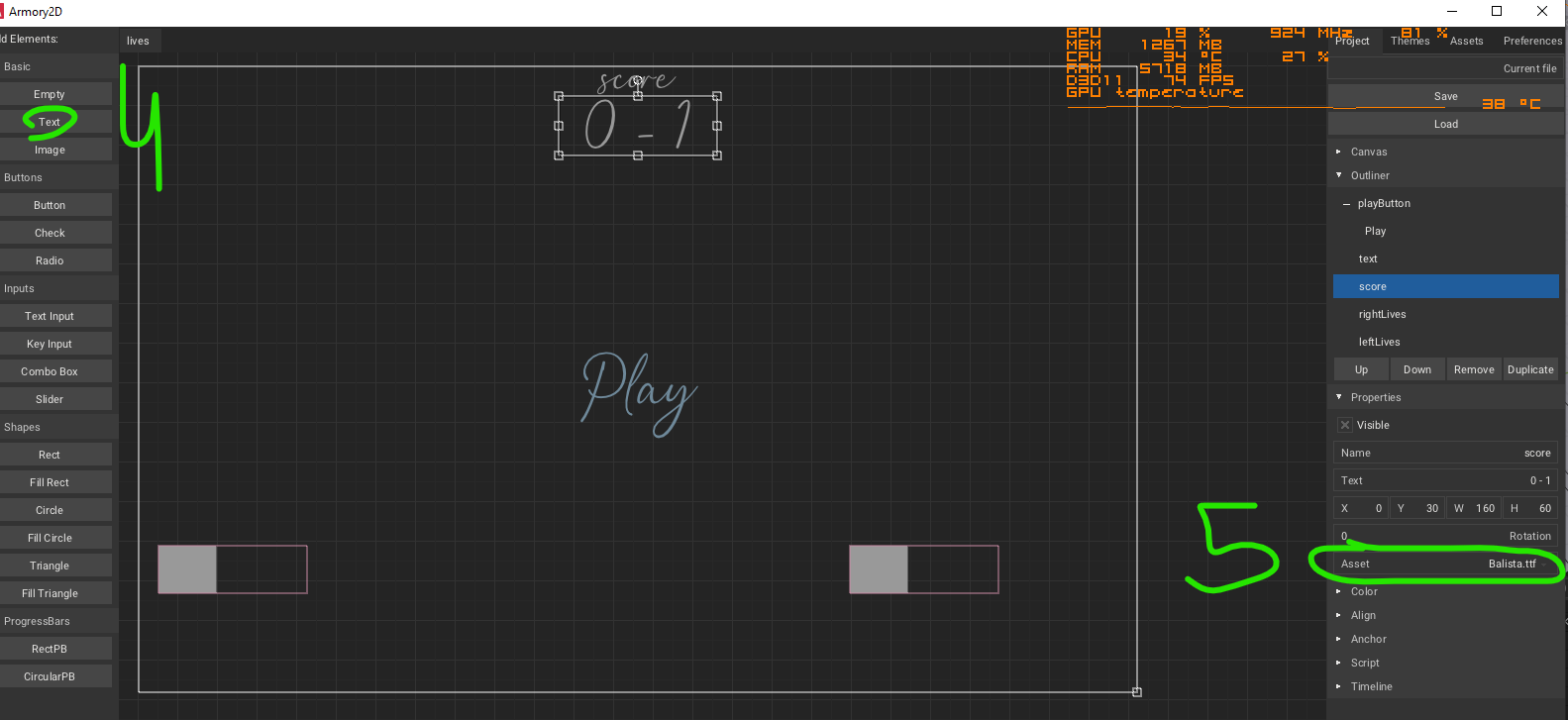 Canvas wont display in Armorys renderer when a font is used with a text