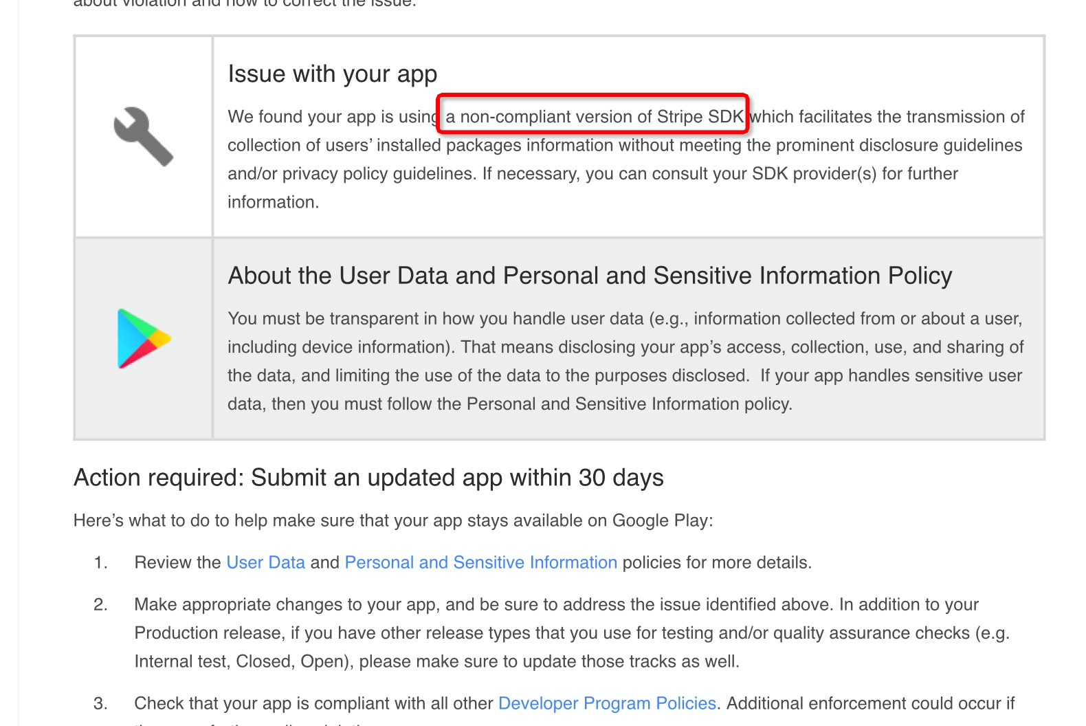 [BUG] Stripe SDK 16.10.0 is not compliant with one or more of our ...