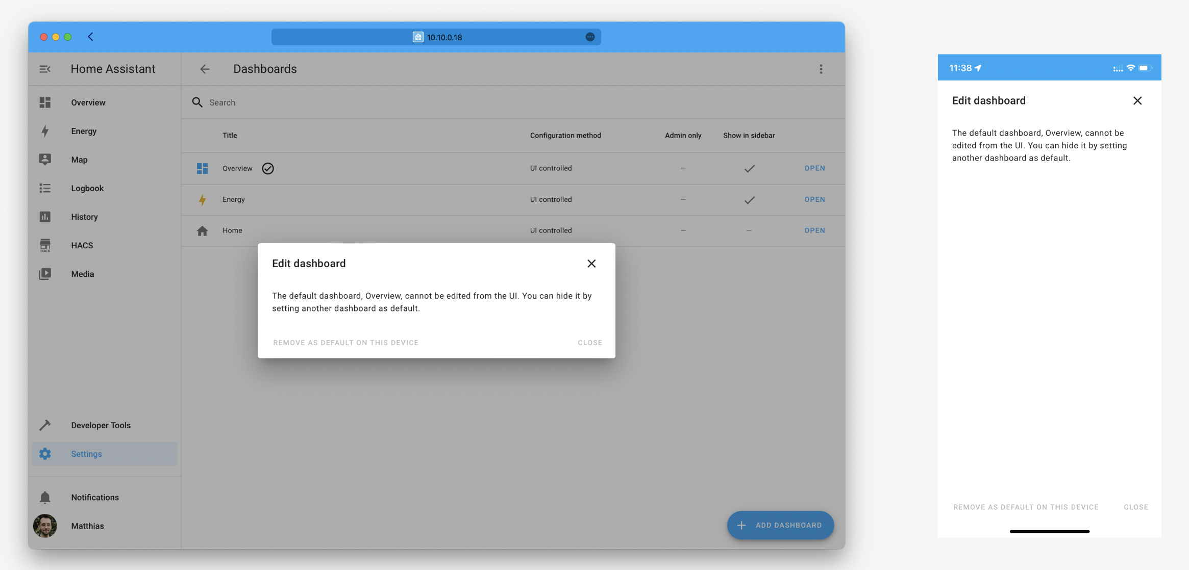 Update Edit default dashboard dialog · Issue #13110 · home-assistant ...