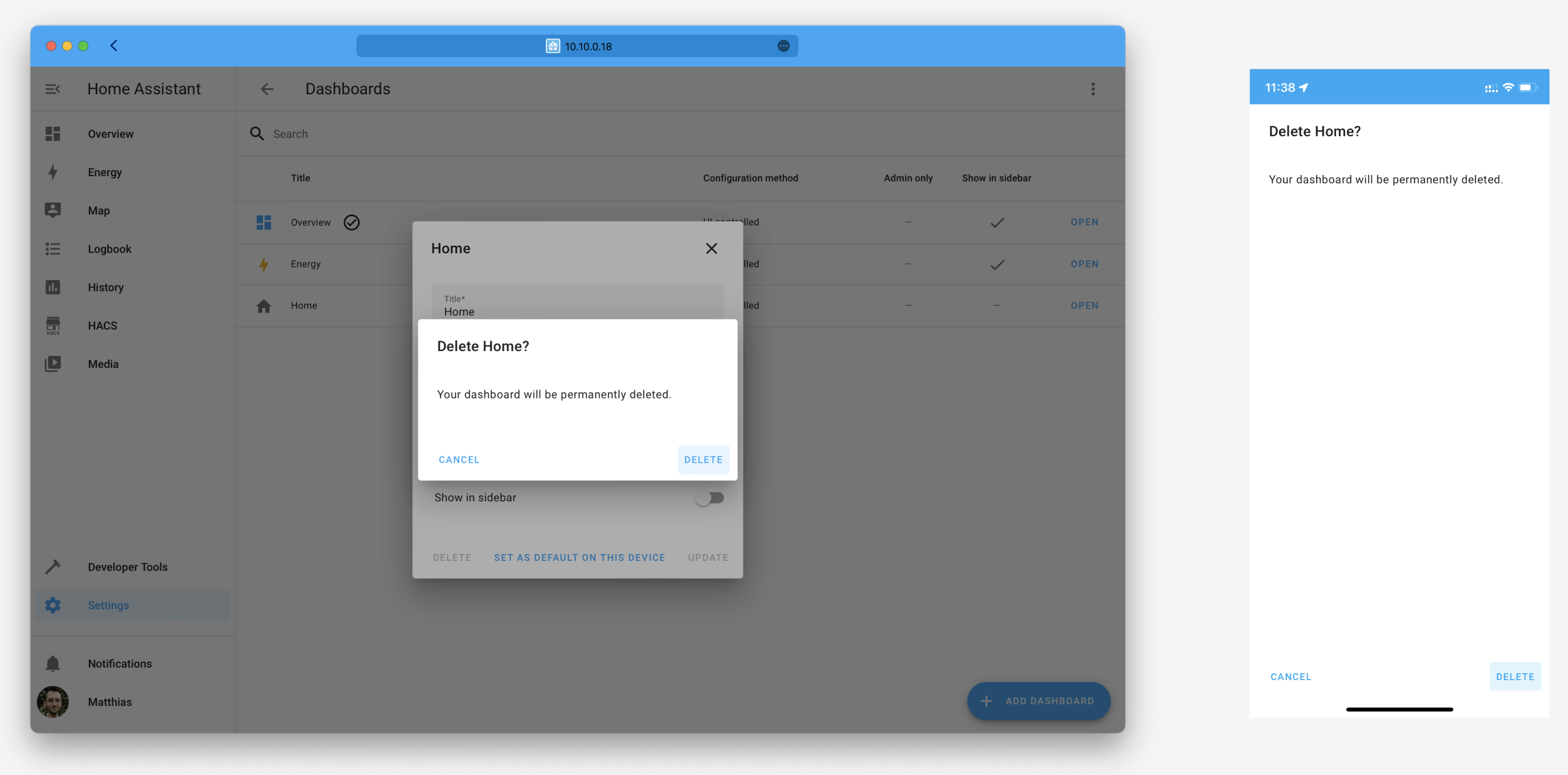 Update Delete dashboard dialog · Issue #13112 · home-assistant/frontend ...