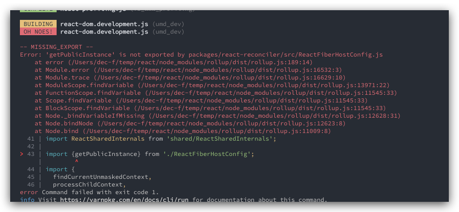Packaging error · Issue #17247 · facebook/react · GitHub