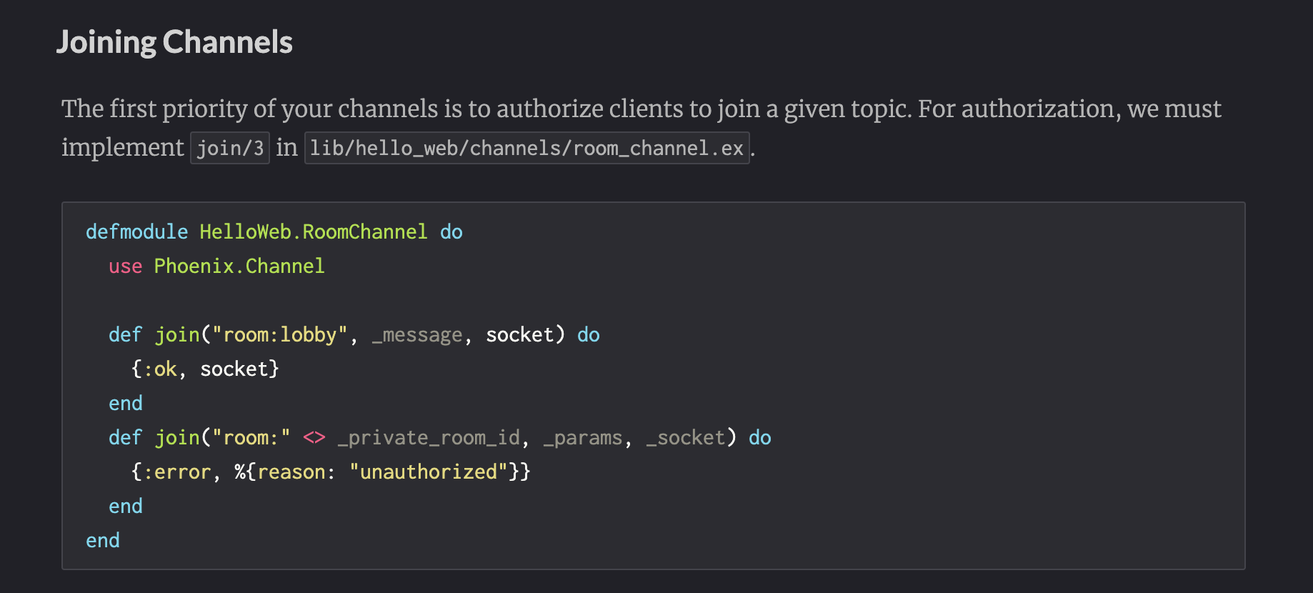 Fix formatting in Channels Guide example · Issue #4493 ...