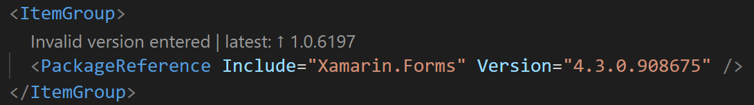 VSCode incorrectly reports "Invalid version entered" for NuGet package ...