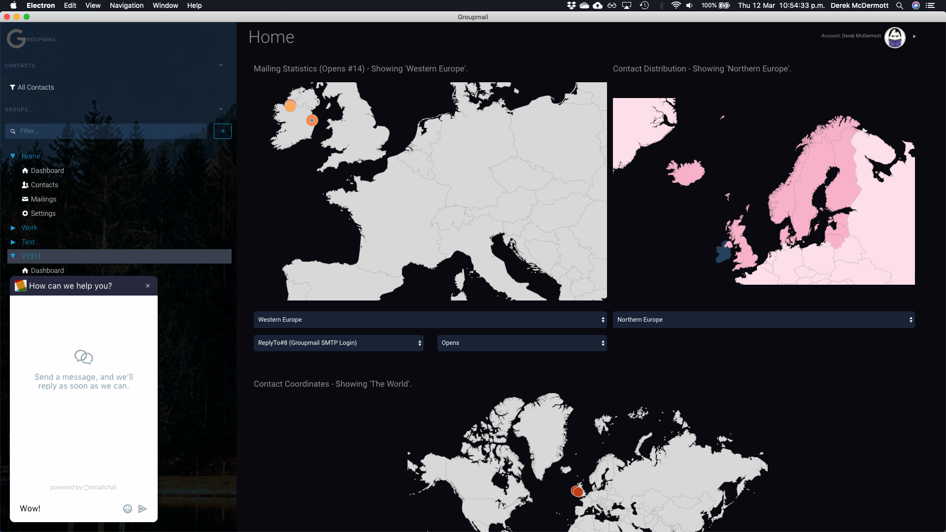 Dashboard with Sample Charts (Dark Theme)