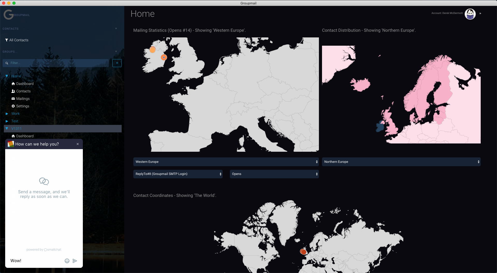 Dashboard with Sample Charts (Dark Theme)