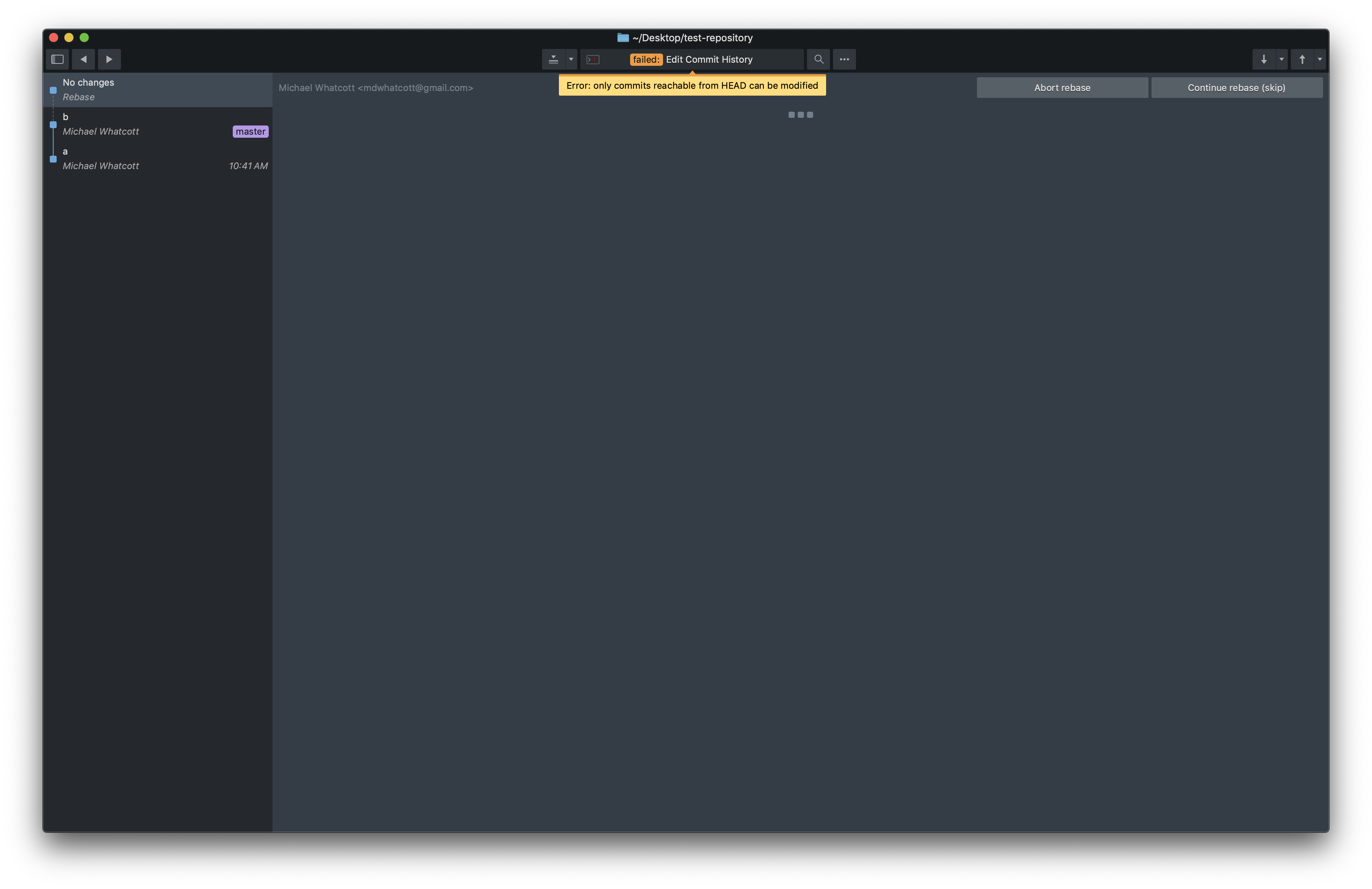 Squashing against the initial commit produces errant 'rebase' state · Issue 594 · sublimehq