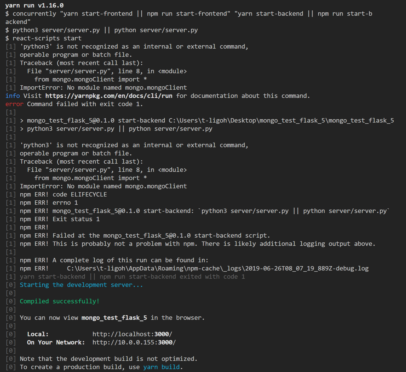 Flask - cannot start application on Windows · Issue #797 ·  microsoft/WebTemplateStudio · GitHub