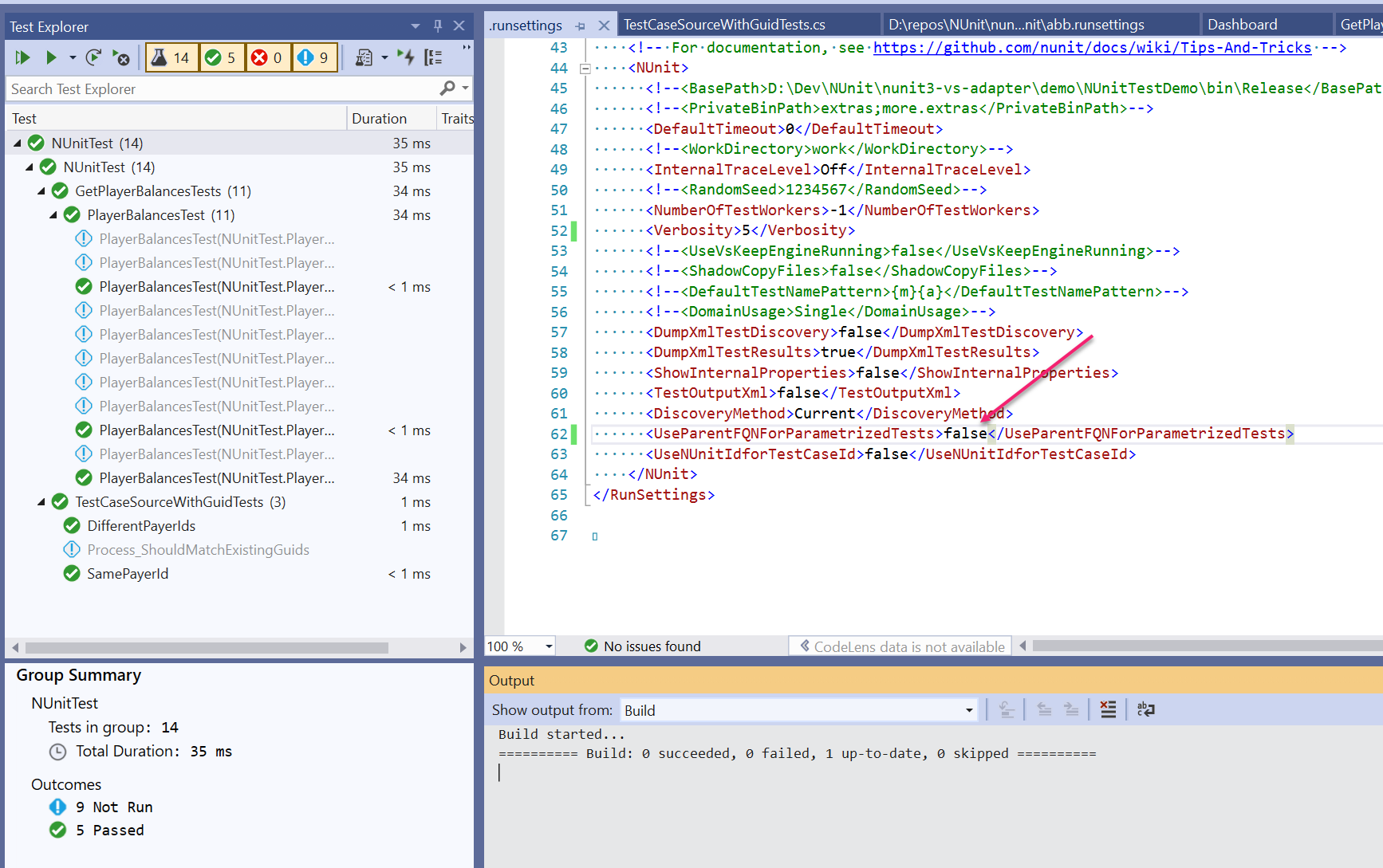 Test cases are skipped with TestCaseSource under Visual Studio 2019