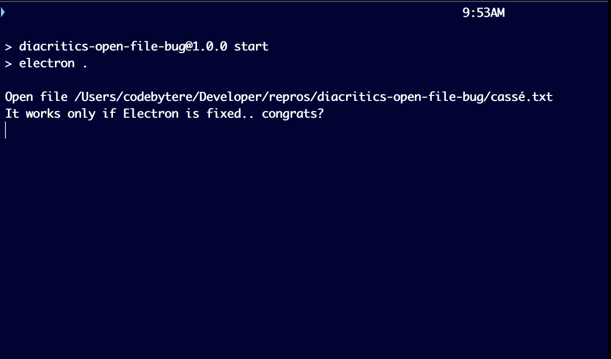 [Bug]: the macOS open-file event is not fired in case of filenames with ...