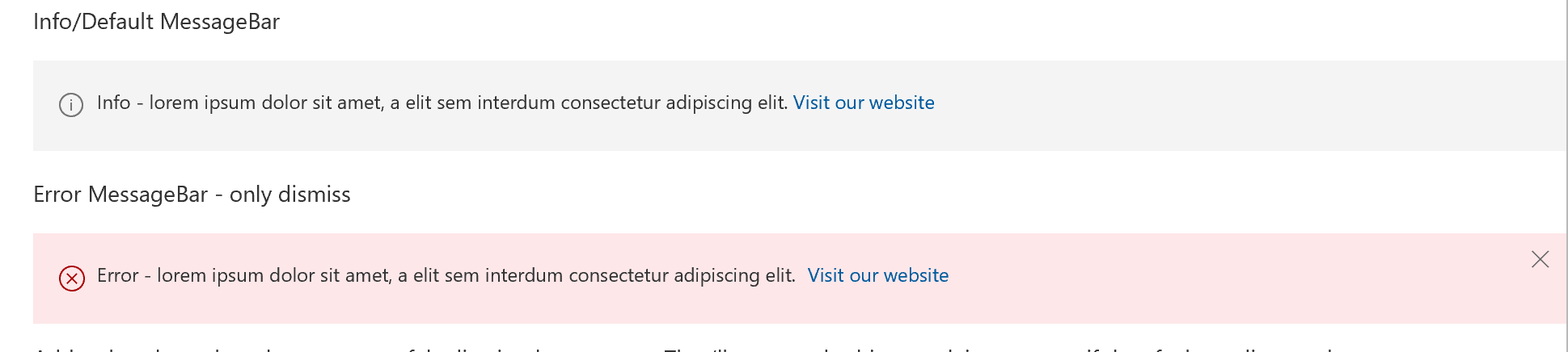 MessageBar without buttons should have vertically centered close X ...