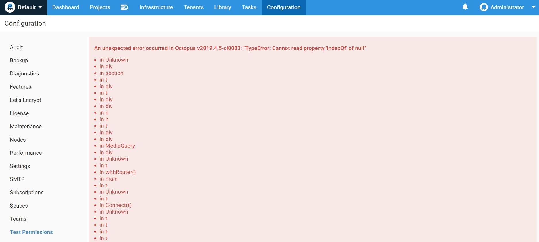 Test permissions page in UI breaks for some users · Issue #5510 ...