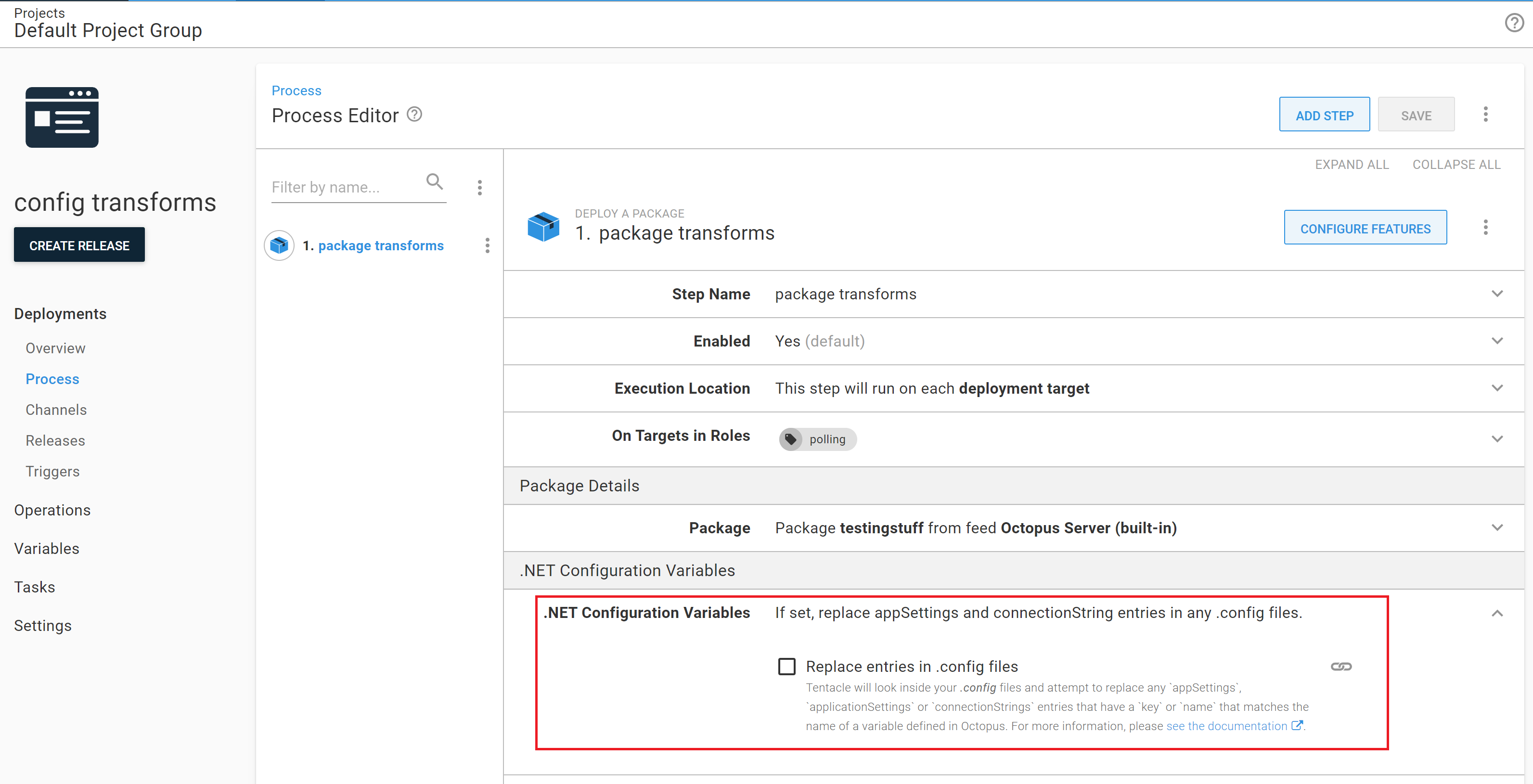 De-selecting `Replace entries in .config files` option in .NET ...