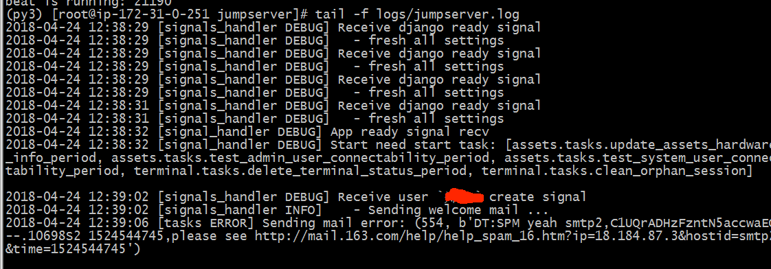 发邮件异常，jumpserver.log异常 · Issue #1232 · jumpserver/jumpserver · GitHub