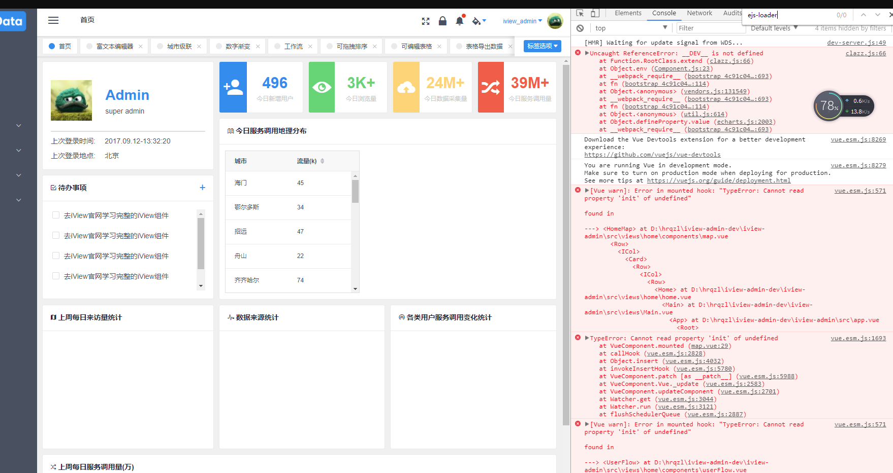 刚运行进入首页的报错你们有么？？ · Issue #176 · iview/iview-admin · GitHub
