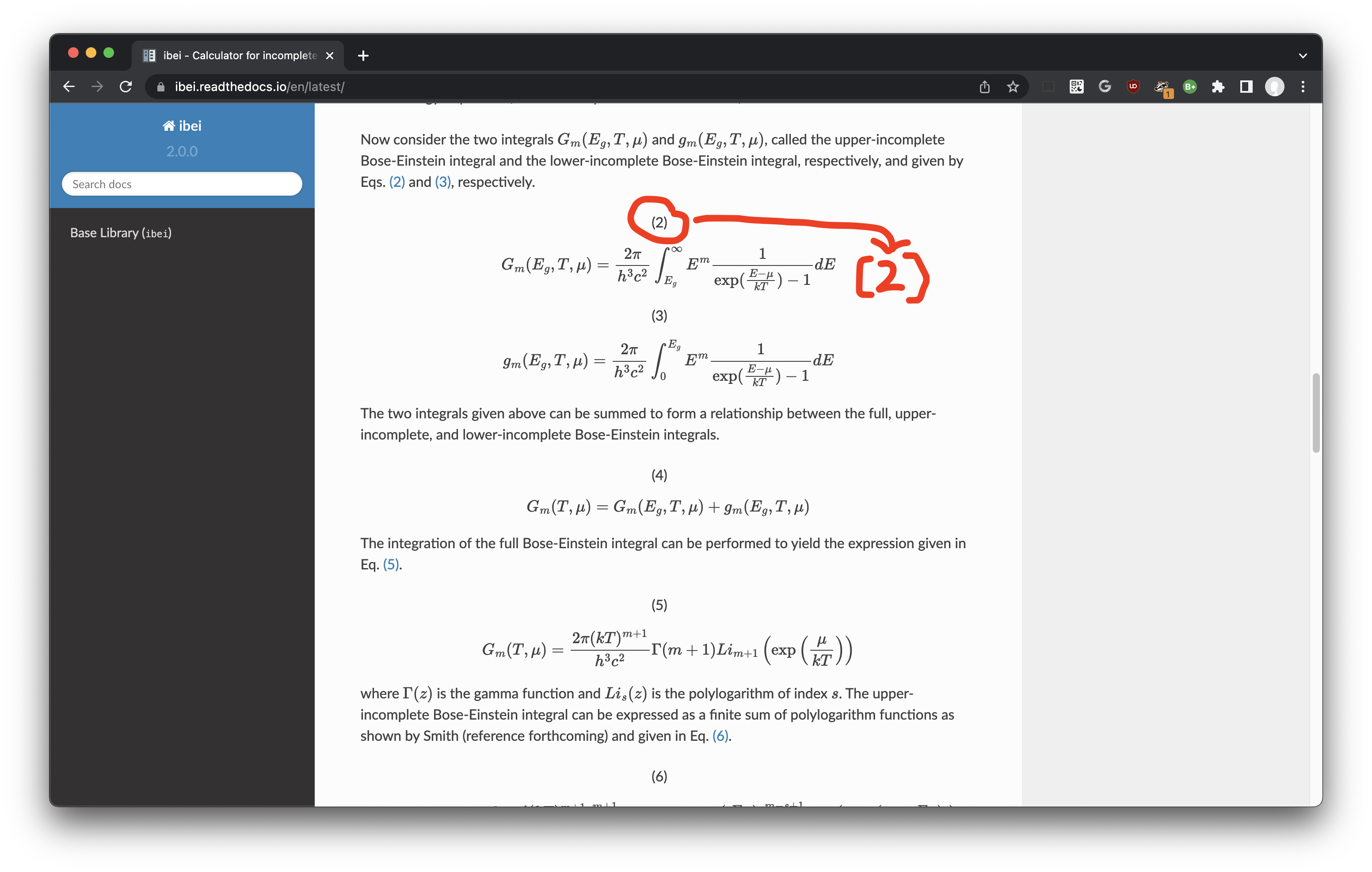 Screen shot depicting an equation's number appearing above the equation instead of to the right of the equation.