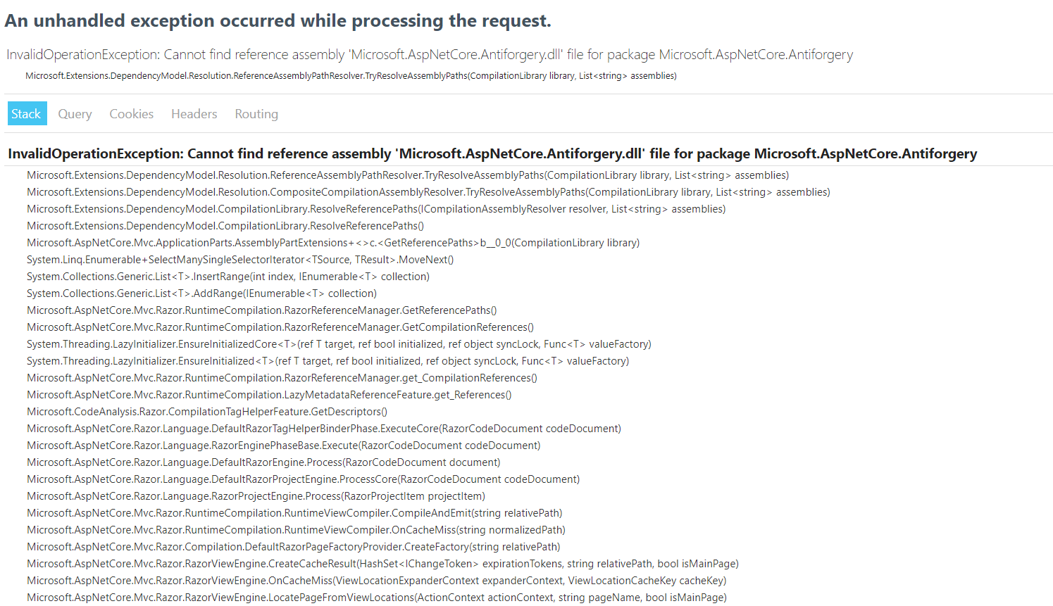 Cannot refresh views at runtime · Issue #14754 · dotnet/aspnetcore · GitHub
