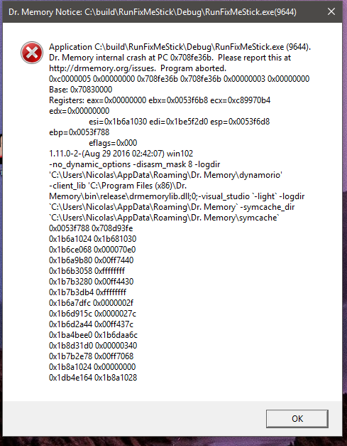 Dr. Memory internal crash · Issue #2078 · DynamoRIO/drmemory · GitHub