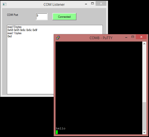 GitHub GUI with serial port listener